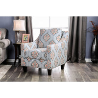 Contemporary Style Sofa Chair With Printed Fabric Upholstery, Multicolor