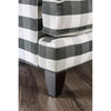 Stripe Patterned Fabric Upholstery Sofa Arm Chair In Wooden Frame, White & Gray