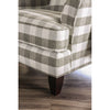 Checkered Fabric Sofa Chair With Wooden Frame, White & Gray