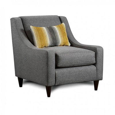 Contemporary Style Fabric and Wooden Sofa Chair With Track Arms, Dark Gray