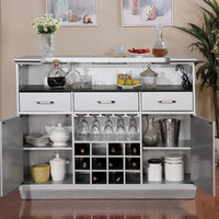 Spacious Wooden Bar Table In Contemporary Style, Silver