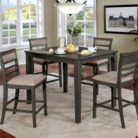5Piece Wooden Counter Height Table Set In Brown