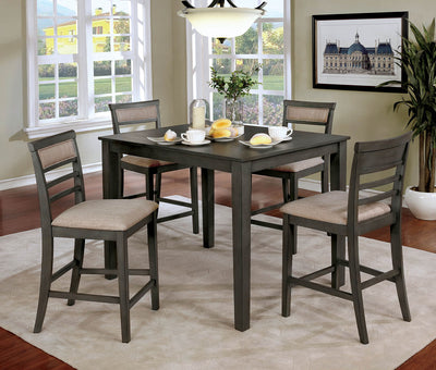 5Piece Wooden Counter Height Table Set In Brown