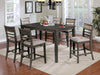 7Piece Wooden Counter Height Table Set In Brown