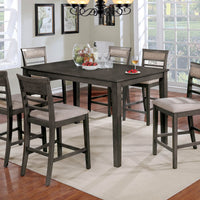 7Piece Wooden Counter Height Table Set In Brown