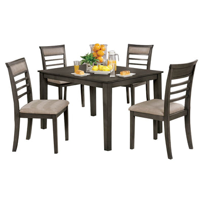 5Piece Wooden Dining Table Set In Weathered Brown