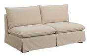 Fabric Upholstered Armless Loveseat With Padded Cushions In Beige