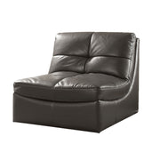 Leather Upholstered Armless Chair With Tufted Seat And Back, Gray