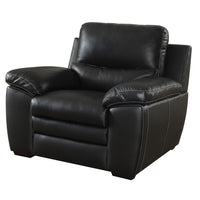 Leather Upholstered Chair With Cushioned Seat And Back, Black