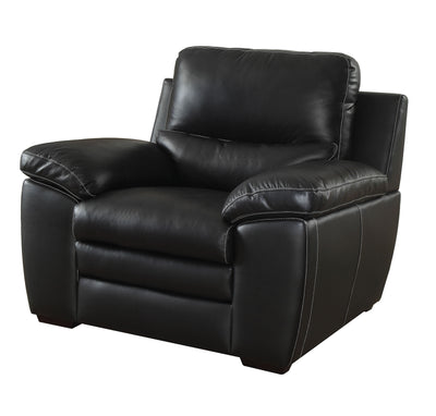 Leather Upholstered Chair With Cushioned Seat And Back, Black