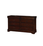 Transitional Style Wooden Dresser With 6 Drawers In Cherry Brown