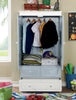 Wooden Armoire With Three Bottom Drawers In Blue And White