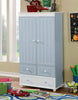 Wooden Armoire With Three Bottom Drawers In Blue And White