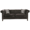 Contemporary Velvet Fabric & Wood Sofa With Accent Pillows, Charcoal Gray
