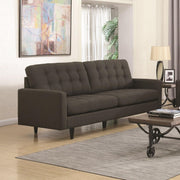 Transitional Linen Like Fabric & Wood Sofa With Cushioned Seat & Back, Gray