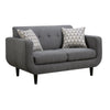 Modern Wood & LinenLike Fabric Loveseat With Accent Pillows, Gray