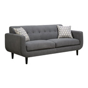 Transitional Fabric & Wood Sofa With Curved Profile, Gray