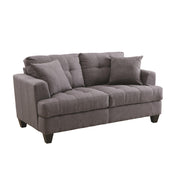 Wood & Fabric Upholstered Loveseat With Coiled Seating, Charcoal Gray