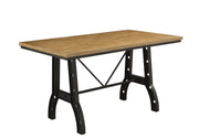 Metal Frame Counter Height Table With Slayed Legs, Gray And Brown