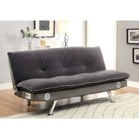 Gallagher Contemporary Futon Sofa With Speaker & Bluetooth Function, Gray Finish