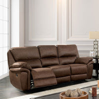 Double Recliner Sofa, With Center Console and Cupholder, Brown