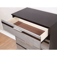 Wooden Chest With 5 Drawers, Silver & Espresso Brown