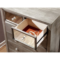 Textured Wooden Chest With Crystal Knobs, Silver