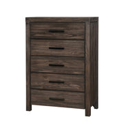 WireBrushed Wooden Chest With Metal Bar Handles, Dark Gray