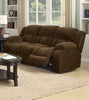 Textured Chenille Fabric Upholstered Padded Reclining Sofa, Brown