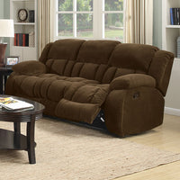 Textured Chenille Fabric Upholstered Padded Reclining Sofa, Brown