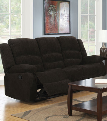 Contemporary Style Chenille Fabric Upholstered Motion Sofa, Chocolate Brown