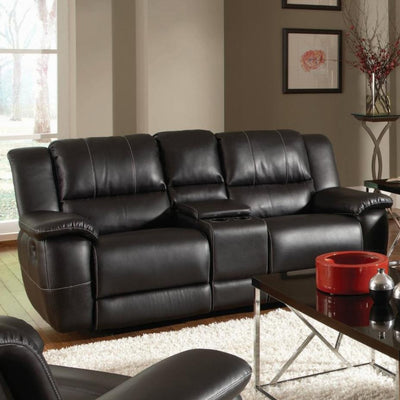 Modern Style Double Reclining Motion Love Seat In Leatherette, Dark Brown