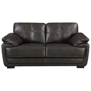 Contemporary Black Leatherette Love Seat With Double Stitch Contrast,Black