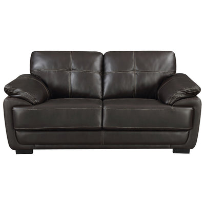 Contemporary Black Leatherette Love Seat With Double Stitch Contrast,Black