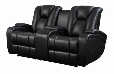 Leatherette Upholstered Contemporary Power Reclining Loveseat With Gadgets,Black