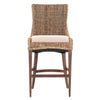 Upholstered Barstool With Braid Edge Detail With Slanted Feet, Brown, Set Of Two
