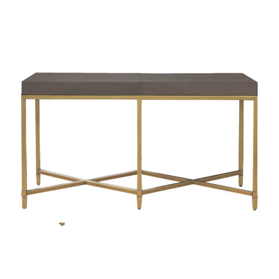 Rectangle Top Console Table With Brushed Gold Metal Base, Gray