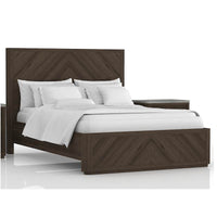 Intricate Parquet Pattern Queen Bed In Brushed Acacia Finish
