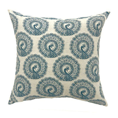 Contemporary Big Pillow With pattern Fabric, Blue Finish, Set of 2