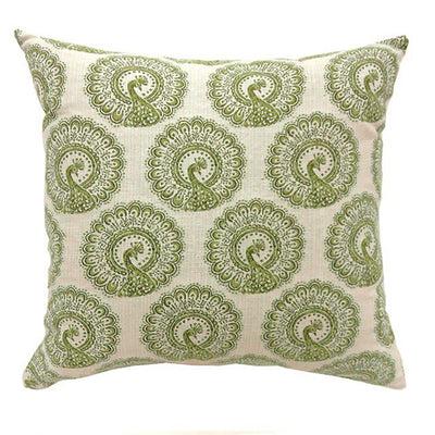 Contemporary Big Pillow With pattern Fabric, Green Finish, Set of 2