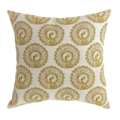 Contemporary Big Pillow With pattern Fabric, Yellow Finish, Set of 2
