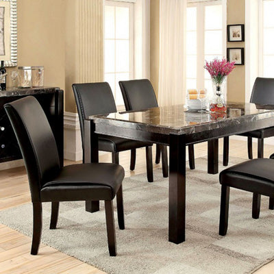 Contemporary Dining Table With Black Marble Top
