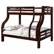 Curved Wood Design Twin-full Bunk Bed, Brown