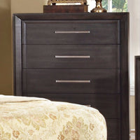 Wooden Chest With Large Chrome Handles, Dark Gray