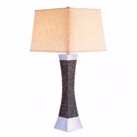 Transitional Style Table Lamp, Black, Chrome