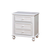 Wooden Night Stand With 3 Drawers, White