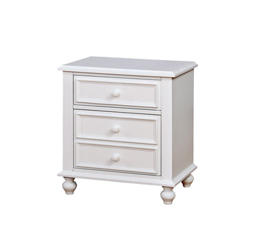 Wooden Night Stand With 3 Drawers, White