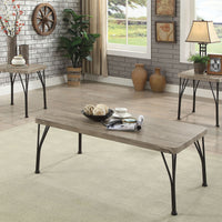 Industrial Style Wooden Top 3 Piece Table Set, Gray and Dark Bronze