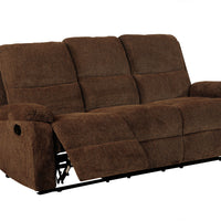 Transitional Style Chenille Fabric Double Recliners Sofa, Brown
