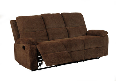 Transitional Style Chenille Fabric Double Recliners Sofa, Brown